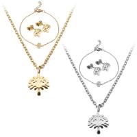 Fashion Stainless Steel Jewelry Sets, bracelet & earring & necklace, with 2Inch, 1Inch extender chain, Tree, plated, oval chain & for woman 1.5mm  1.5mm Approx 17 Inch, Approx  7 Inch 