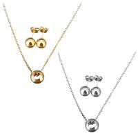Fashion Stainless Steel Jewelry Sets, earring & necklace, with 2Inch extender chain, plated, oval chain & for woman 1.5mm Approx 18 Inch 