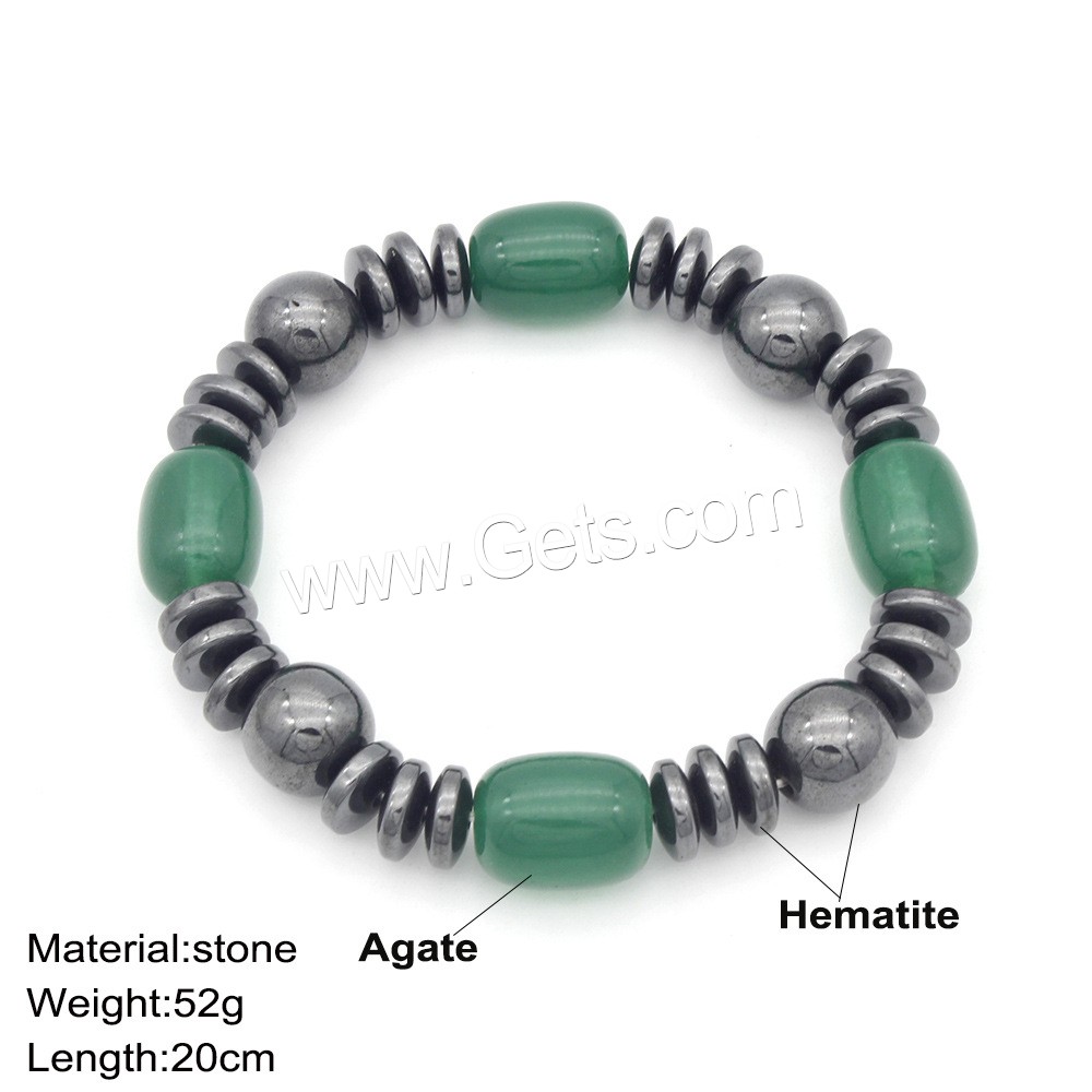 Hematite Bracelet, with Agate, different length for choice & Unisex, more colors for choice, Sold By Strand