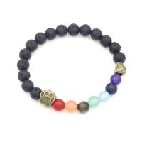 Lava Bracelet, with Gemstone & Zinc Alloy, plated, Unisex Approx 7.8 Inch 