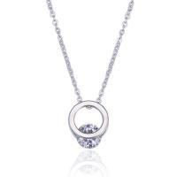 Sterling Silver Jewelry Necklace, 925 Sterling Silver, with 2inch extender chain, silver color plated, oval chain & for woman & with rhinestone Approx 16.2 Inch 