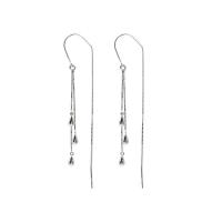 Sterling Silver Thread Through Earrings, 925 Sterling Silver, silver color plated, for woman, 70mm 