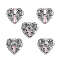 Rhinestone Zinc Alloy European Beads, Heart, antique silver color plated, with rhinestone, lead & cadmium free Approx 5mm 