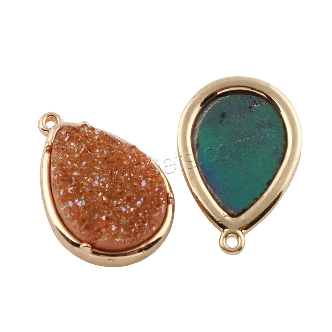 Zinc Alloy Pendant, with Ice Quartz Agate, gold color plated, different size for choice, more colors for choice, lead & cadmium free, Hole:Approx 1.5mm, Sold By PC