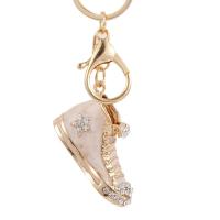 Rhinestone Zinc Alloy Key Chain, Shoes, gold color plated, with rhinestone 