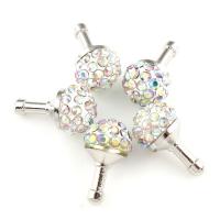 Earphone Dustproof Plug Stopper, Zinc Alloy, with Rhinestone Clay Pave, platinum color plated 