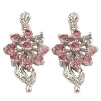 Zinc Alloy Flower Pendants, silver color plated, with rhinestone Approx 3mm 