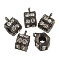 Zinc Alloy Bail Beads, Hexagon, plumbum black color plated, with rhinestone Approx 1-5mm 