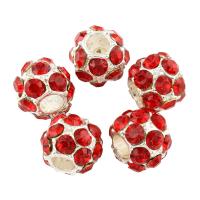 Rhinestone Zinc Alloy Beads, Round, silver color plated, with rhinestone Approx 4mm 