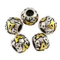 Enamel Zinc Alloy European Beads, Drum, antique silver color plated, without troll Approx 5mm 