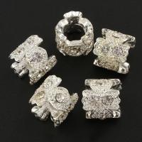 Rhinestone Zinc Alloy European Beads, silver color plated, without troll & with rhinestone & large hole Approx 6mm 