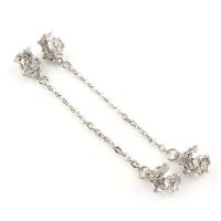 Zinc Alloy European Safety Chain, platinum color plated, oval chain & with rhinestone 80mm 