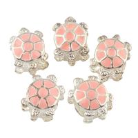 Enamel Zinc Alloy European Beads, Turtle, silver color plated, without troll Approx 5mm 
