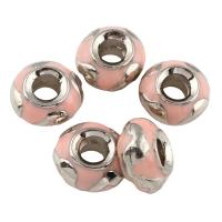 Enamel Zinc Alloy European Beads, Drum, platinum color plated, without troll Approx 5mm 
