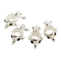 Rhinestone Zinc Alloy Beads, Dolphin, platinum color plated, with rhinestone Approx 4mm 