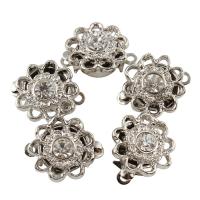 Zinc Alloy Box Clasp, with Stainless Steel, Flower, platinum color plated, with rhinestone & single-strand Approx 1mm 