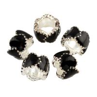 Enamel Zinc Alloy European Beads, Drum, silver color plated, without troll & large hole Approx 6mm 