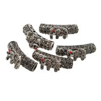 Zinc Alloy Curved Tube Beads, antique silver color plated, with rhinestone & hollow Approx 3mm 