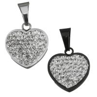 Stainless Steel Pendant, with Rhinestone Clay Pave, Heart, plated Approx 
