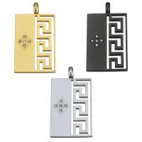 Rhinestone Stainless Steel Pendants, Rectangle, plated, with rhinestone Approx 5mm 