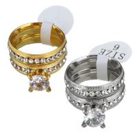 Rhinestone Stainless Steel Finger Ring, plated, for woman & with rhinestone 12mm, US Ring 
