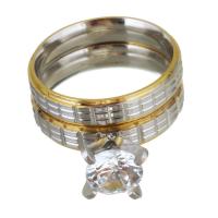 Rhinestone Stainless Steel Finger Ring, plated, for woman & with rhinestone, 10mm, US Ring 
