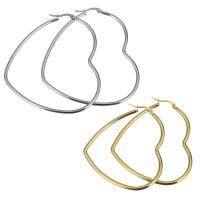 Stainless Steel Hoop Earring, Heart, plated & for woman 