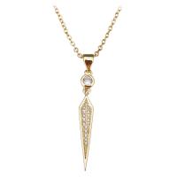 Stainless Steel Jewelry Necklace, with 1.5Inch extender chain, Geometrical Pattern, gold color plated, oval chain & for woman & with rhinestone, 33mm 2mm Approx 18 Inch 