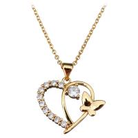 Stainless Steel Jewelry Necklace, with 1.5Inch extender chain, Heart, gold color plated, oval chain & for woman & with rhinestone 2mm Approx 18 Inch 