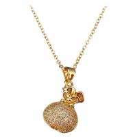 Stainless Steel Jewelry Necklace, with 1.5Inch extender chain, Money Bag, gold color plated, oval chain & for woman & with rhinestone 2mm Approx 18 Inch 