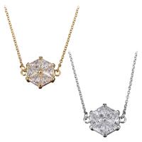 Stainless Steel Jewelry Necklace, with Crystal, with 1.5Inch extender chain, Hexagon, plated, oval chain & for woman & faceted 2mm Approx 18 Inch 