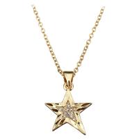 Stainless Steel Jewelry Necklace, with 1.5Inch extender chain, Star, gold color plated, oval chain & for woman & with rhinestone 2mm Approx 18 Inch 