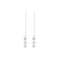 Sterling Silver Thread Through Earrings, 925 Sterling Silver, silver color plated, for woman, 90mm 