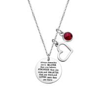 Stainless Steel Sweater Chain Necklace, Heart, oval chain & with letter pattern & for woman & with rhinestone 25mm 8mm Approx 23.6 Inch 