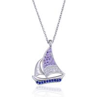 Sterling Silver Jewelry Necklace, 925 Sterling Silver, with 2.1inch extender chain, silver color plated, oval chain & for woman & with rhinestone Approx 16.3 Inch 