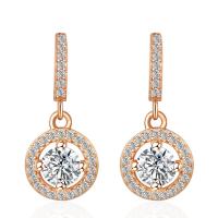 Sterling Silver Drop Earring, 925 Sterling Silver, gold color plated, for woman & with rhinestone 