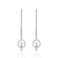Sterling Silver Thread Through Earrings, 925 Sterling Silver, silver color plated, for woman 