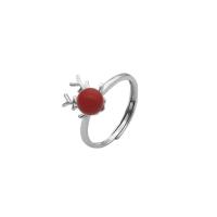 925 Sterling Silver Finger Ring, with coral, silver color plated, for woman, US Ring 