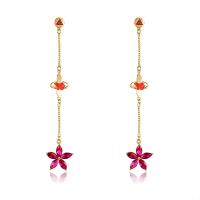 Cubic Zirconia Micro Pave Brass Earring, Flower, real gold plated, micro pave cubic zirconia & for woman 