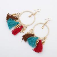 Zinc Alloy Tassel Earring, with Cotton Thread & Seedbead, gold color plated, hypo allergic & for woman 