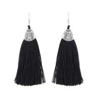 Zinc Alloy Tassel Earring, with Cotton Thread, antique silver color plated, hypo allergic & for woman 
