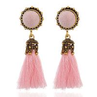 Zinc Alloy Tassel Earring, with Cotton Thread, antique gold color plated, hypo allergic & for woman 