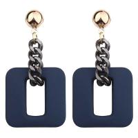 Resin Zinc Alloy Earring, with Resin, Square, plated, hypo allergic & for woman 