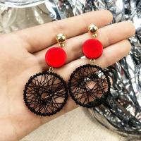 Zinc Alloy Drop Earring, with Wood, gold color plated, hypo allergic & stoving varnish & for woman 