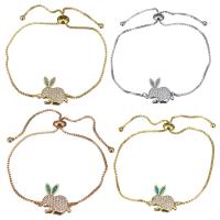 Brass Bracelet, with Opal, Rabbit, plated, adjustable & box chain & micro pave cubic zirconia & for woman 1mm Approx 5-8 Inch 