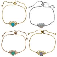 Brass Bracelet, with Opal, Crab, plated, adjustable & box chain & micro pave cubic zirconia & for woman 1mm Approx 5-8 Inch 