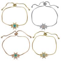 Brass Bracelet, with Opal, Ship Wheel, plated, adjustable & box chain & micro pave cubic zirconia & for woman 1mm Approx 5-8 Inch 