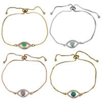 Brass Bracelet, with Opal, Eye, plated, adjustable & box chain & micro pave cubic zirconia & for woman 1mm Approx 5-8 Inch 