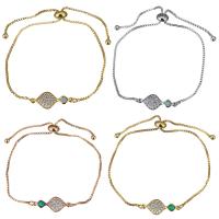 Brass Bracelet, with Opal, plated, adjustable & box chain & micro pave cubic zirconia & for woman 1mm Approx 5-8 Inch 