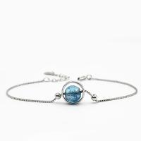925 Sterling Silver Bracelet, with Kyanite, with 1.18inch extender chain, silver color plated, box chain & for woman, 10mm Approx 6.3 Inch 